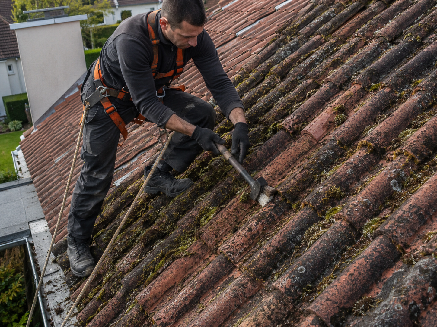 Nettoyage et démoussage de toiture à Vulaines-sur-Seine (77870) et en Seine-et-Marne (77) - réalisation M Jason Couverture